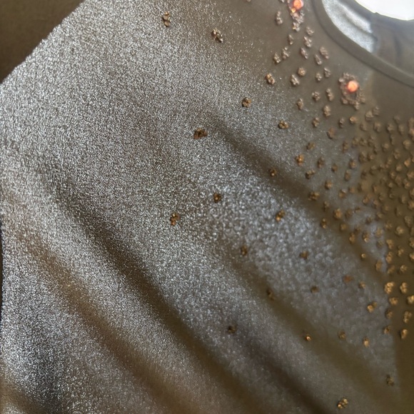 VINTAGE NEIMAN MARCUS Women’s Sheer‎ Black Long Sleeve Peplum Beaded Blouse Sz 4 - Picture 5 of 16